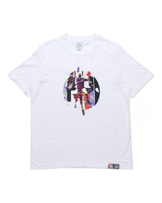Adidas White Hdn Abstract T Basketball Sports Printing Loose Short Sleeve for men