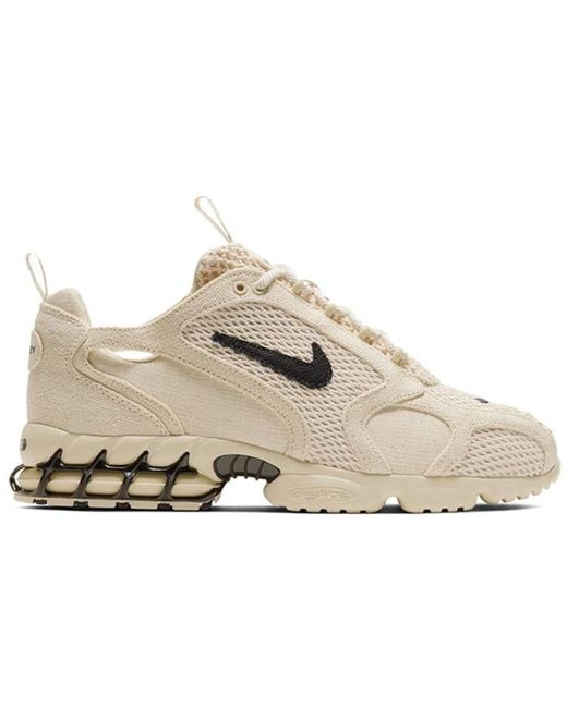 Nike White X Stussy Air Zoom Spiridon Caged 2 'Fossil' for men