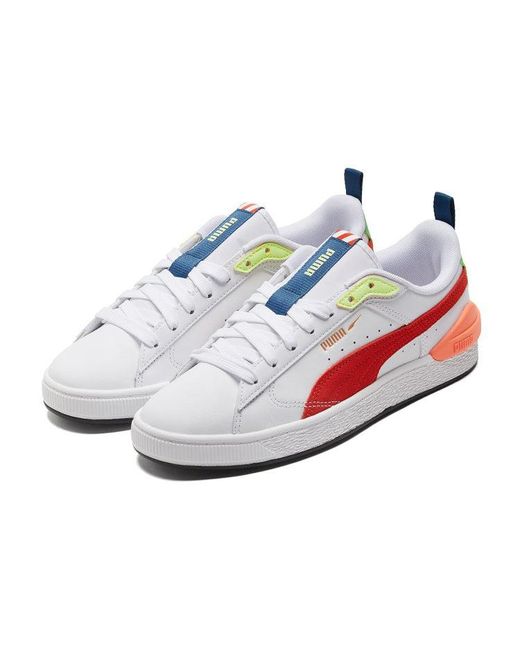 PUMA White Suede Bloc Cherry Tomato' for men