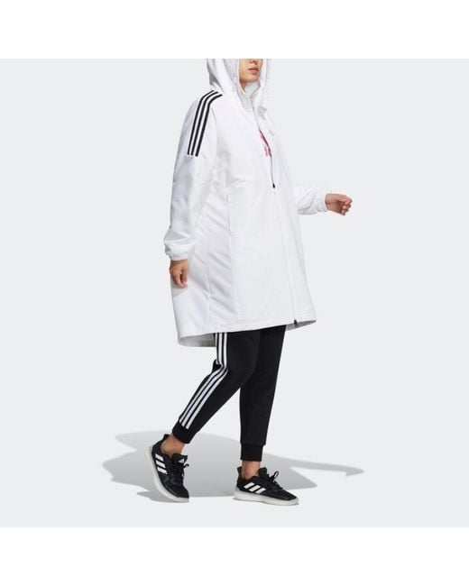 Adidas White (Wmns) Sports Training Casual Fleece Lined Hooded Jacket