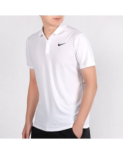 Nike White Dri-Fit Victory Slim Fit Version Golf Lapel Short Sleeve Polo Shirt for men