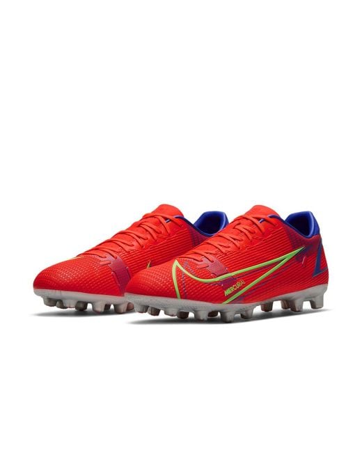 Nike Red Mecurial Vapor 14 Academy Hg Hard Ground Cleats 'Bright Crimson Burst' for men