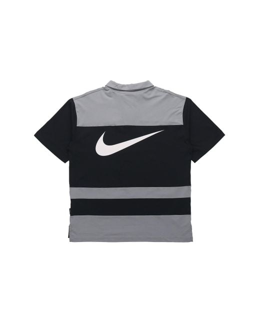 Nike Black Sportswear Swoosh Logo Printing Contrasting Colors Loose Polo Shirt for men