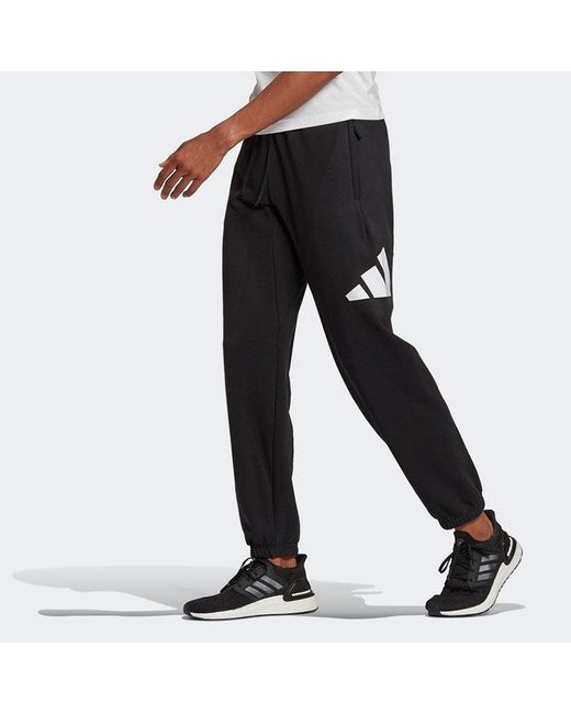 Adidas Blue Fi Pant 3B Logo Print Ankle Banded Knit Pants for men