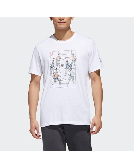 Adidas White Ub Gfx Tee 2 Funny Printing Sports Short Sleeve for men