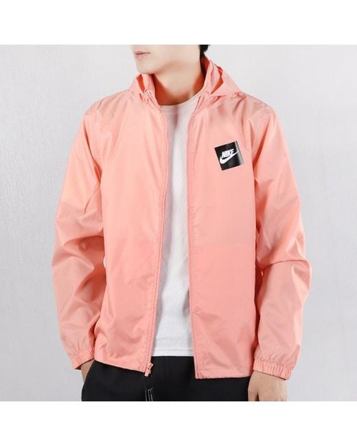 Nike Pink Casual Windproof Hooded Jacket for men