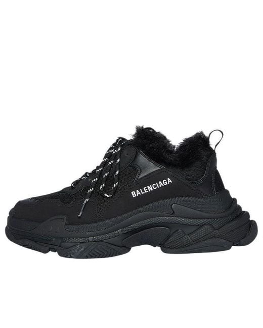 Balenciaga Black Triple S Sneaker 'Faux Fur' for men