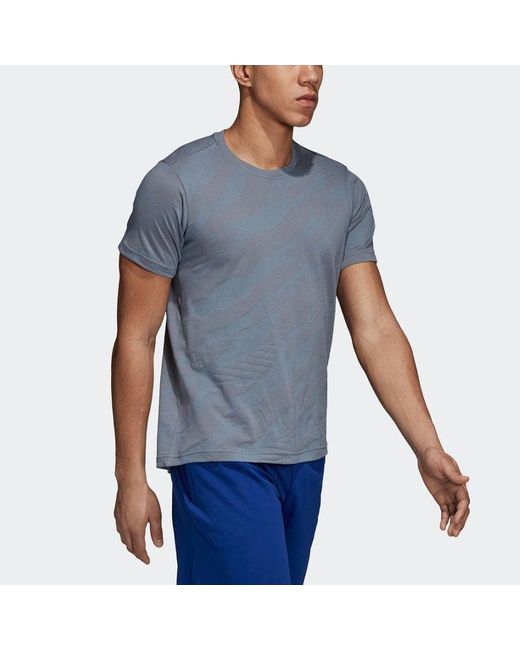 Adidas Blue Camouflage Sports Gym Round Neck Short Sleeve T-Shirt for men
