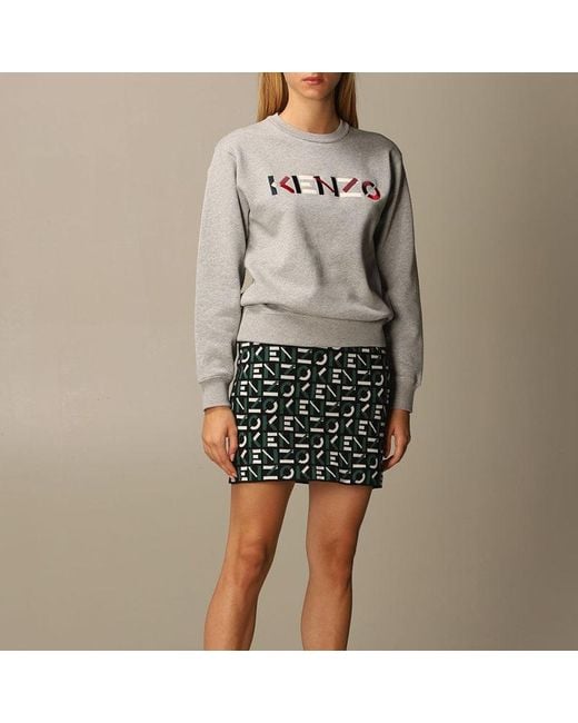 KENZO Gray (Wmns) Embroidery Logo Round-Neck Swea