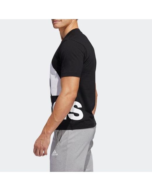 Adidas Black Large Logo Printing Short Sleeve for men