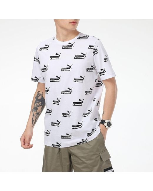 PUMA White Aop T-Shirt for men