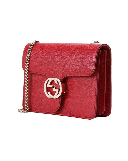 Gucci Red (Wmns) Leather Organ Crossbody Bag Single Shoulder Bag