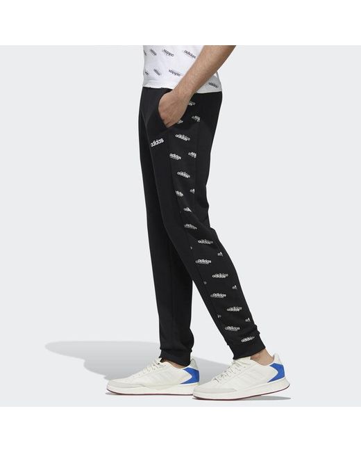 Adidas Black Printing Splicing Knit Bundle Feet Sports Pants for men