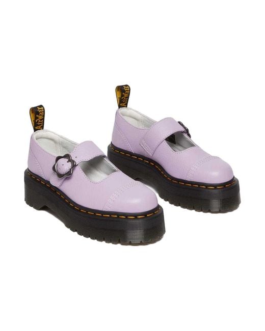 Dr. Martens Purple (Wmns) Addina Flower Buckle Leather Platform Shoes 'Lilac'