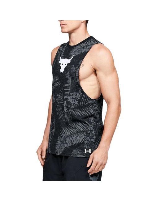 Under Armour Black Project Rock Aloha Camo Tank Top for men