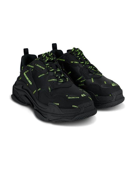 Balenciaga Black Triple S Sneaker 'Allover Logo for men