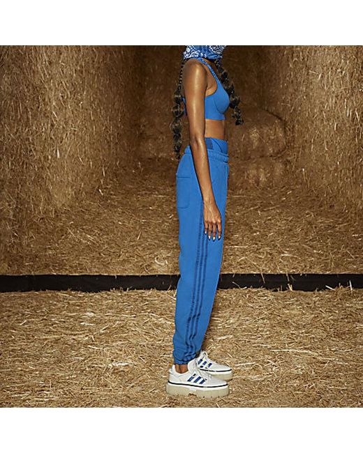 Adidas Blue Originals X Ivy Park Crossover Casual Solid Color Bundle Feet Long Pants/Trousers for men