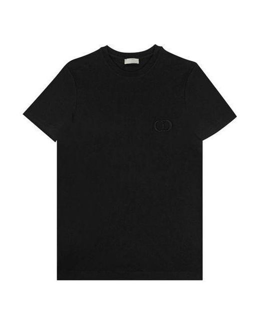 Dior Black Cd Icon Logo Embroidered Short-sleeved for men