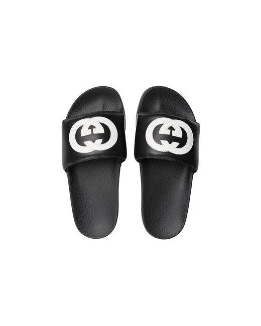 Gucci Black (Wmns) Interlock Double G Soft Sole Cozy Flat Heel Fashion Sandals
