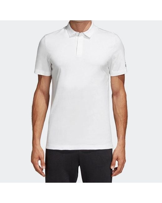 Adidas White Mh Plain Polo Sports Round Neck Short Sleeve Polo for men
