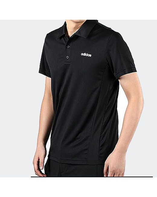 Adidas Black Training Sports Short-Sleeve Polo Shirt for men