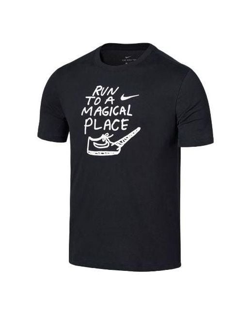 Nike Black Dri-Fit Running Quick Dry Breathable Athleisure Casual Sports Short Sleeve for men