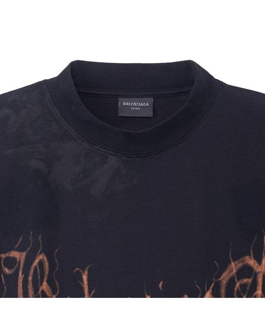 Balenciaga Blue Heavy Metal T-Shirt Large Fit Faded'