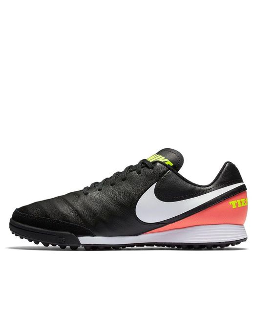 Nike Black Tiempox Genio 2 Leather Tf Volt' for men