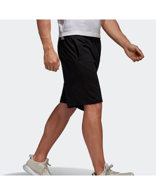 Adidas Black Ess Lin Shor Sj Sports Knit Shorts for men