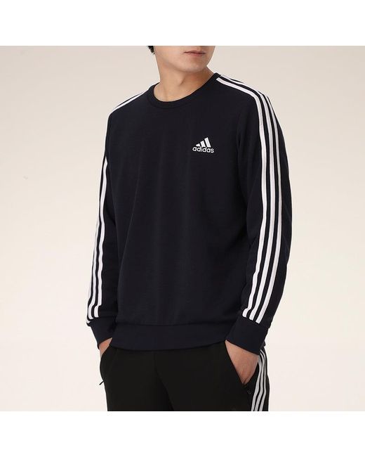 Adidas Blue Essentials French Terry 3-stripes Sweatshirt for men