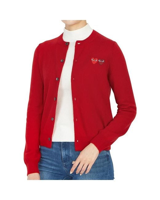 COMME DES GARÇONS PLAY Red (Wmns) Cardigan Double Emblem