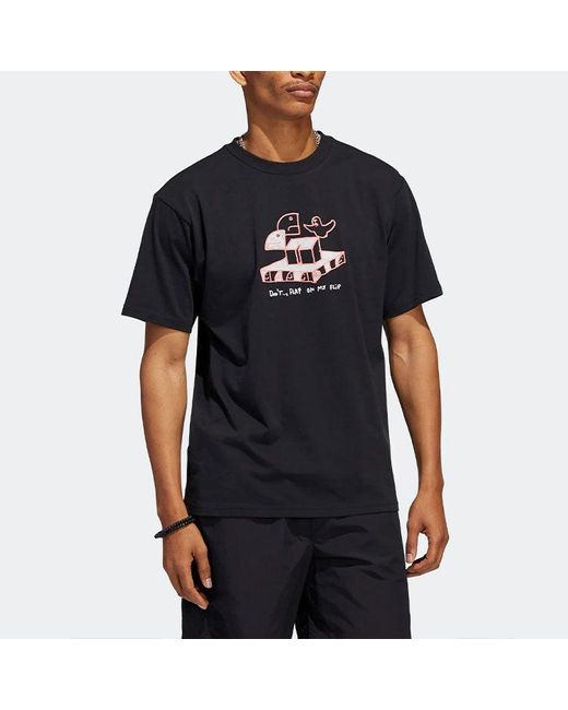 Adidas Black Originals Shmoofoil Pattern Printing Athleisure Casual Sports Short Sleeve Couple Style for men