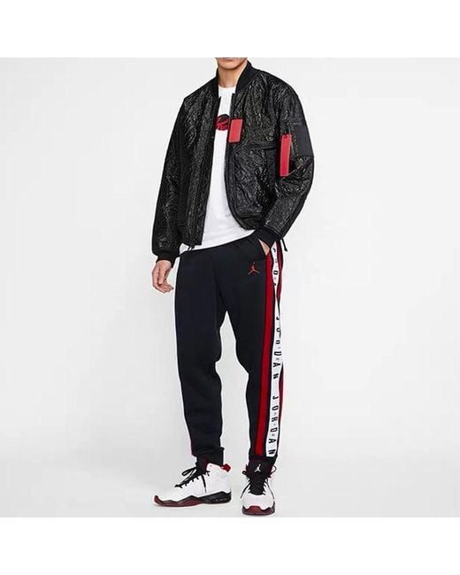 Nike Red Logo Splicing Fleece Lined Stay Warm Bundle Feet Sweatpants Winter for men