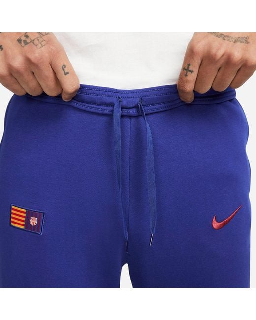 Nike Blue Fc Barcelona Fleece Joggers Pants for men