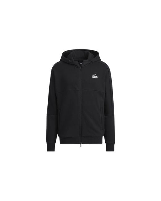 Adidas Blue Splicing Hooded Zipper Jacket for men