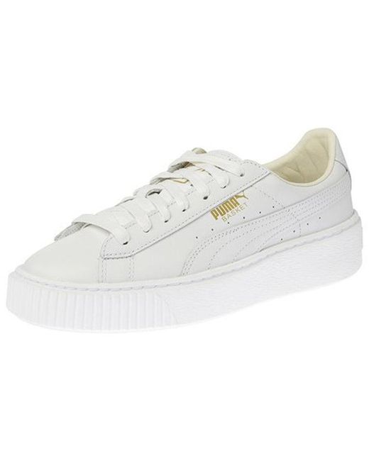 PUMA White (Wmns) Basket Platform Core