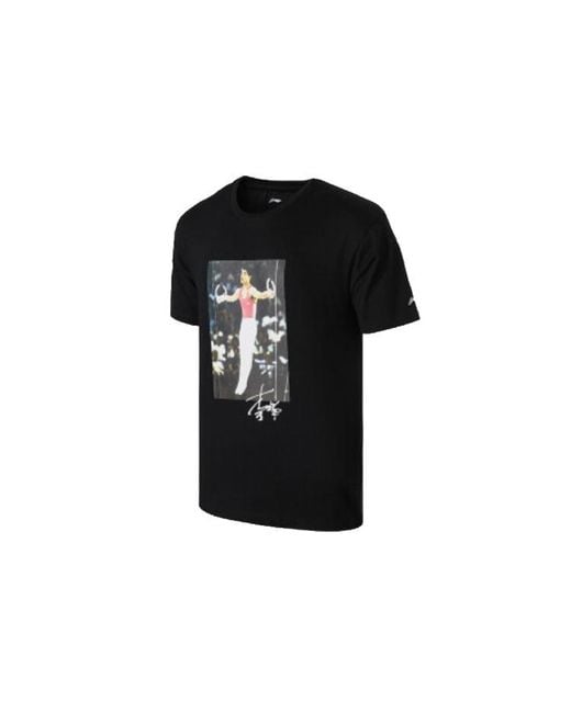 Li-ning Black Sports Fashion Series Round Neck Sports Short Sleeve for men