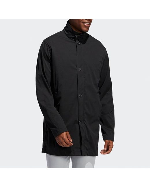 Adidas Black Stand Collar Button Golf Long Sleeves Jacket for men