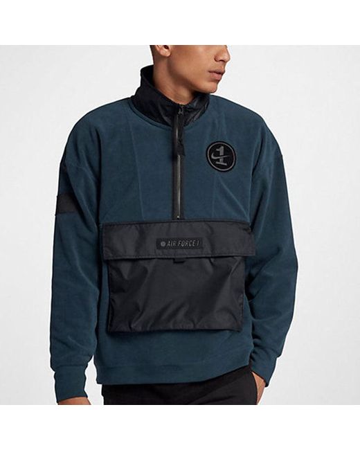Nike Blue Splicing Polar Fleece Cardigan Stand Collar Pullover for men
