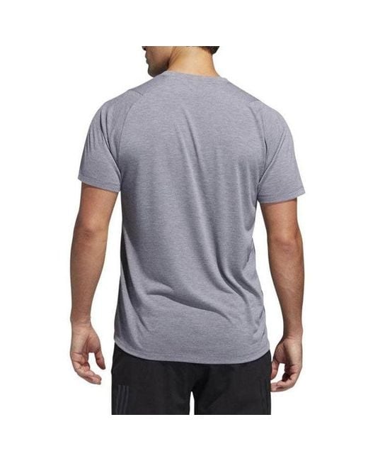 Adidas Gray Solid Color Logo Round Neck Sports Short Sleeve for men