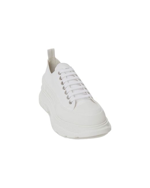 McQueen White Tread Slick Low Lace Up for men