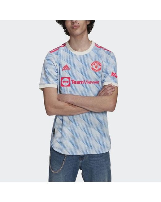 Adidas Blue Manchester United 21/22 Away Authentic Jersey 'Cloud' for men