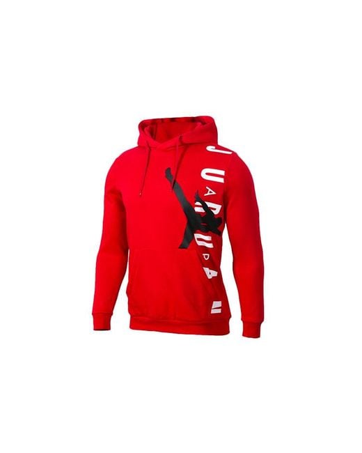 Nike Red Large Logo Fleece Lined Pullover Athleisure Casual Sports Basketball for men