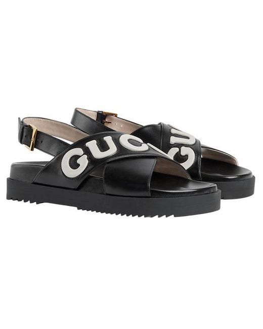 Gucci Black (Wmns) Sandal With Logo Script
