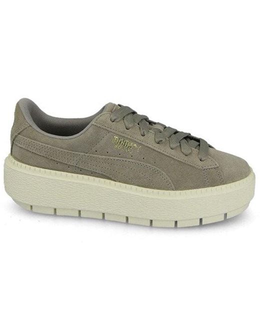 PUMA Gray (Wmns) Platform Trace Low Tops Casual Skateboarding Shoes