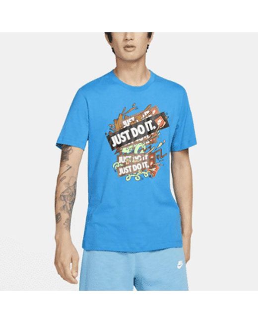 Nike Blue Just Doit Casual Sports Alphabet Printing Short Sleeve for men