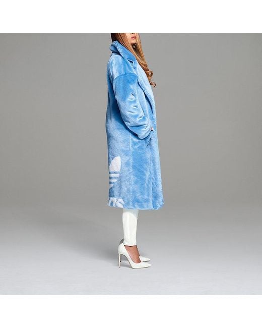 Adidas Blue Originals X Ivy Park Crossover Plush Long Large Jacket Couple Style