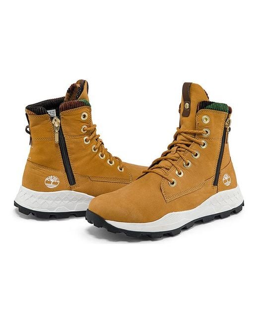 Timberland Brown Brooklyn Side Zip Sneaker Wide Fit Boot 'Wheat Nubuck With Camouflage' for men