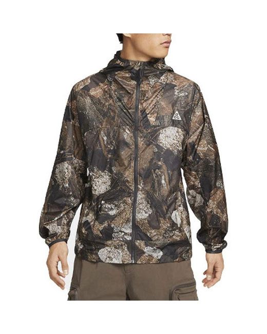 Nike Brown Ss22 Acg Rock Full Print Casual Hooded Jacket Rock for men