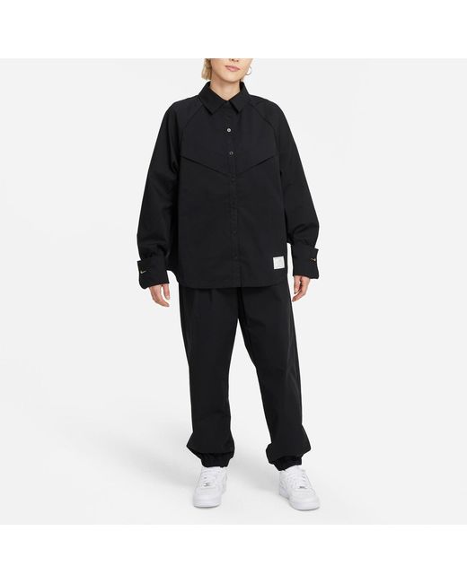 Nike Blue (Wmns) Sportswear Icn Clsh Wvn Ls Top Long Sleeved Shirt